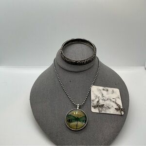 Dragon Fly Metal Necklace, Earring, Bracelet